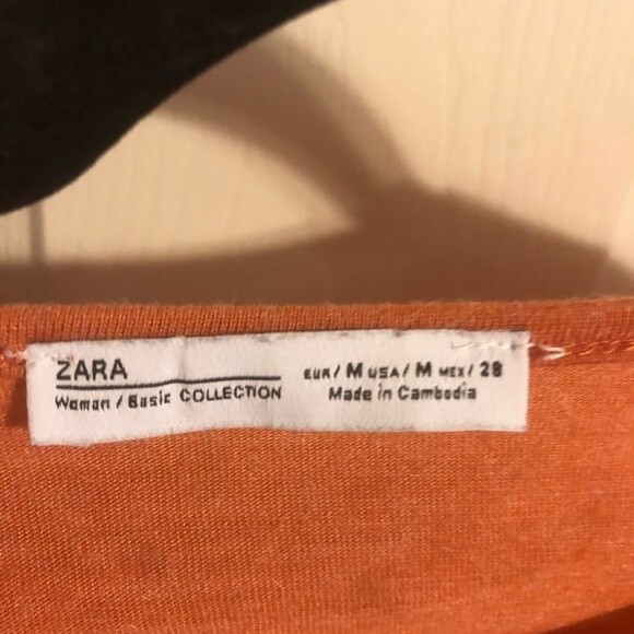 ZARA Medium Orange Rust Open Arms Tie Blouse Shirt Cold Shoulder Lightweight - Picture 3 of 6